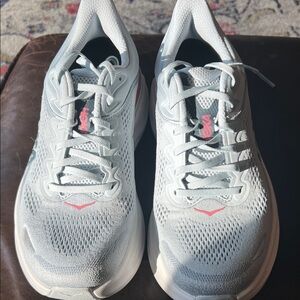 Hoka Bondi 9 new  Women's grey  Running Sneakers with Pink Accents